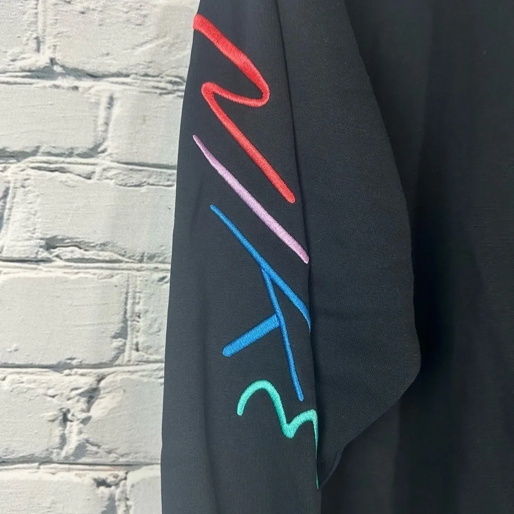 Nike Mens Club Fleece Colorful embroidered Graphic Crewneck Sweatshirt XXL Black